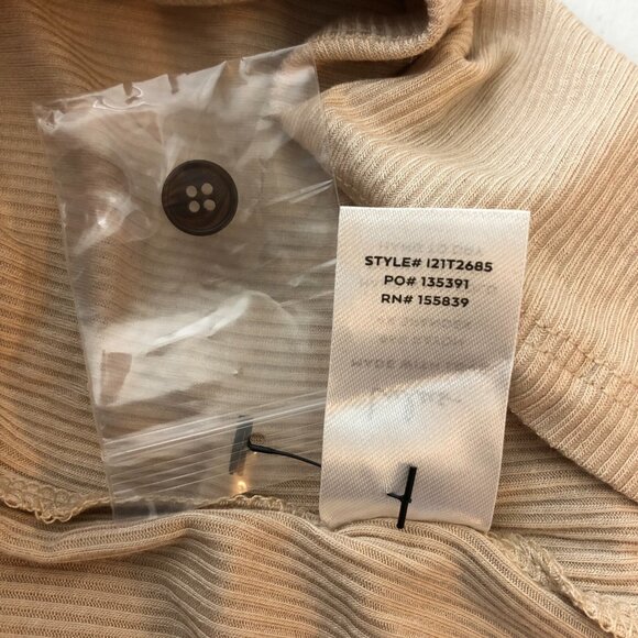 Lulus Henley Crop Top Button Front Ribbed Stretch Knit Beige L - Picture 4 of 4